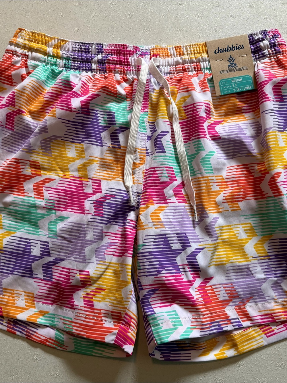 chubbies Men’s Rainbow Geo Print Swim Trunks
